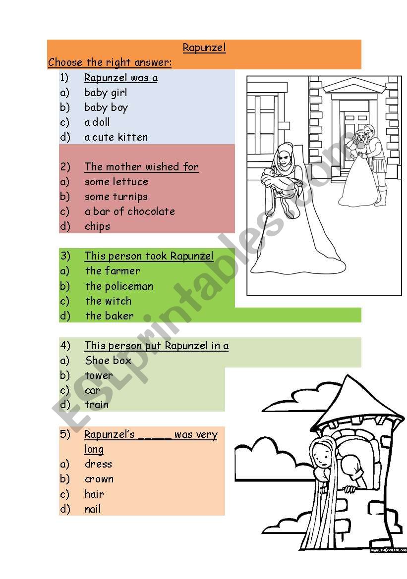 Rapunzel worksheet