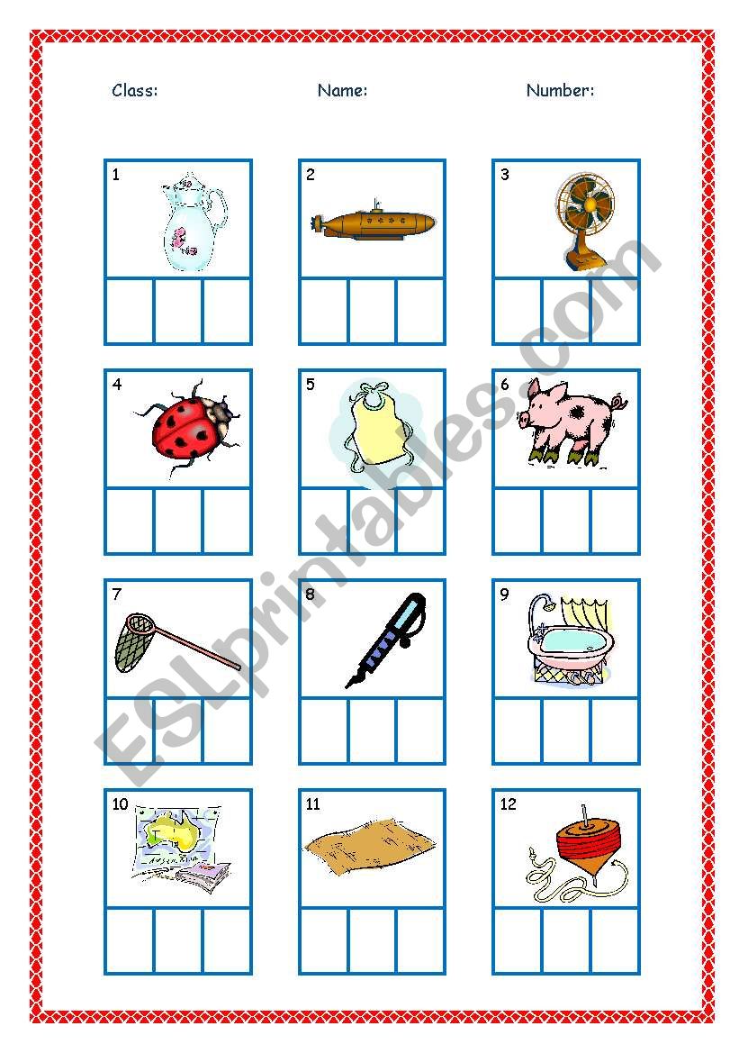 Phonics CVC Frames worksheet