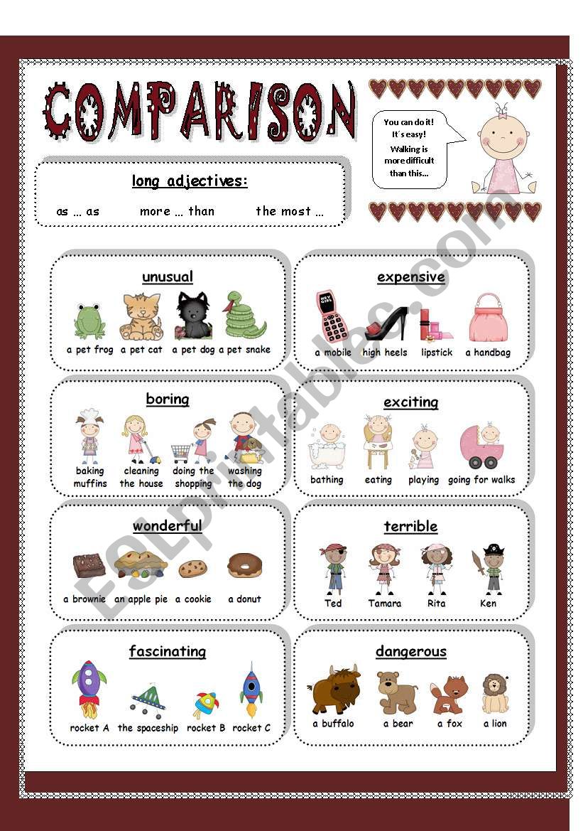 COMPARISON with more and most worksheet