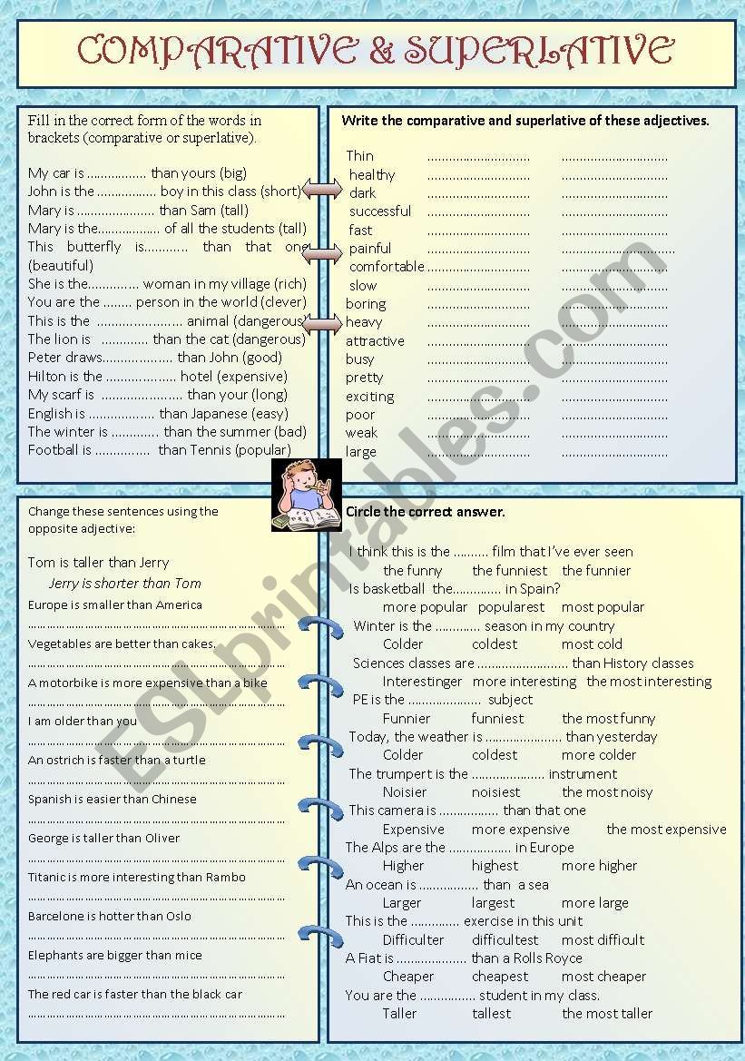 comparative and superlative worksheet