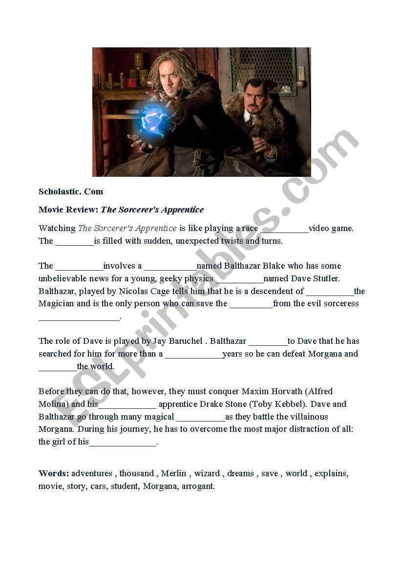 the sorcererÂ´s apprentice activity sheets