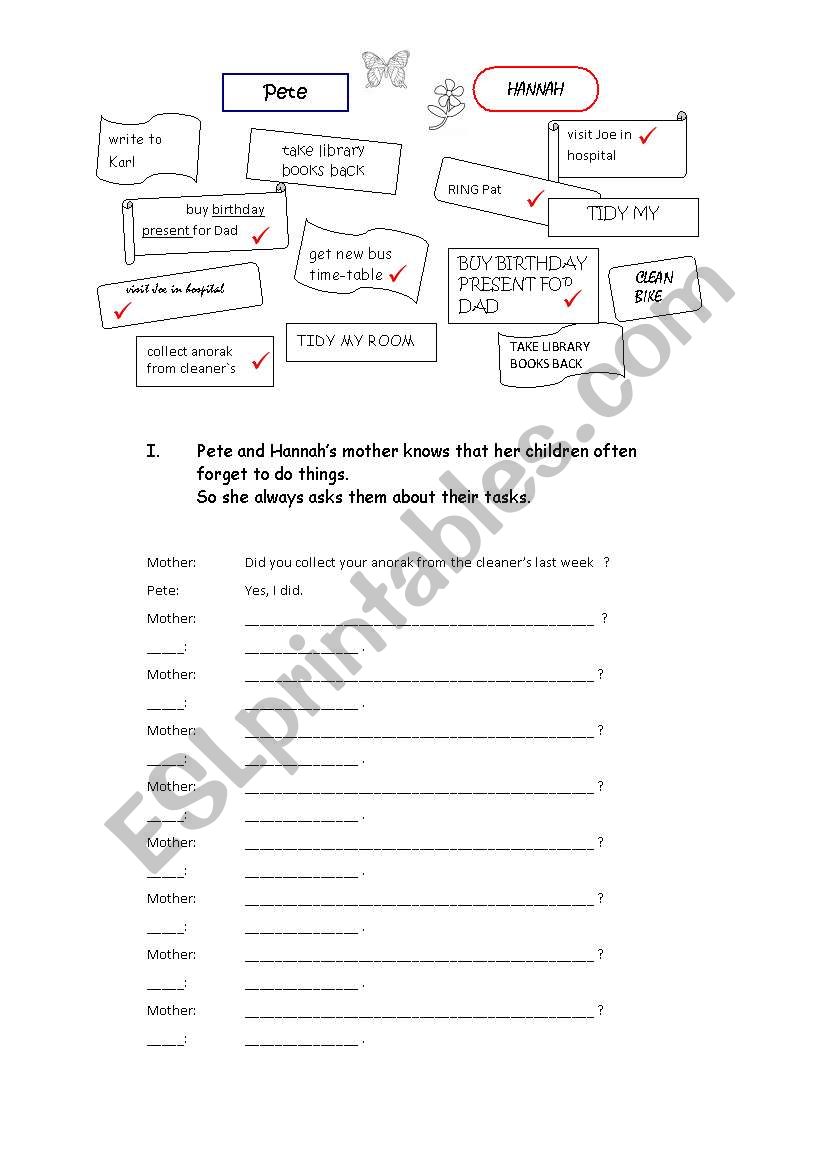 Questions in the simple past worksheet