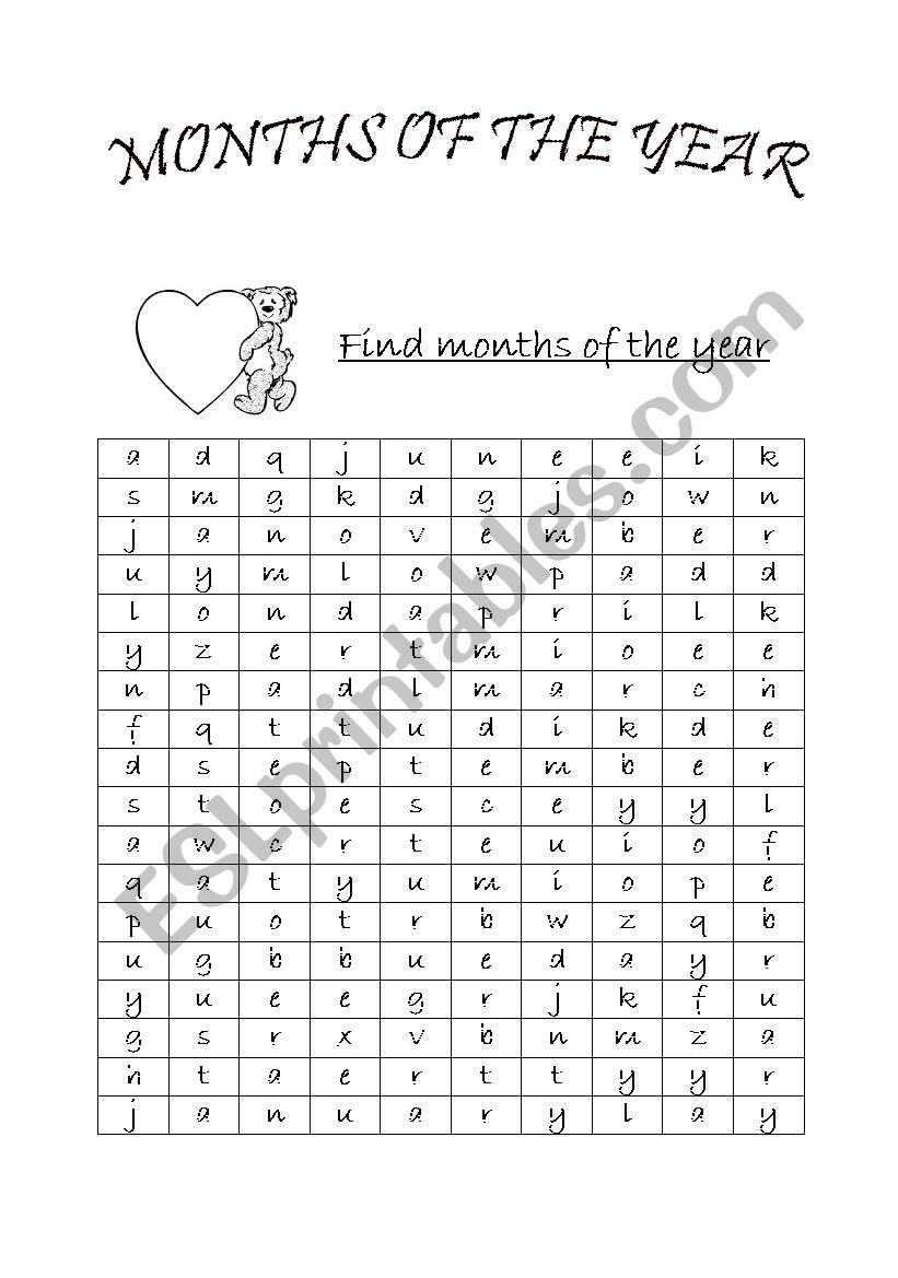 Months of the year worksheet