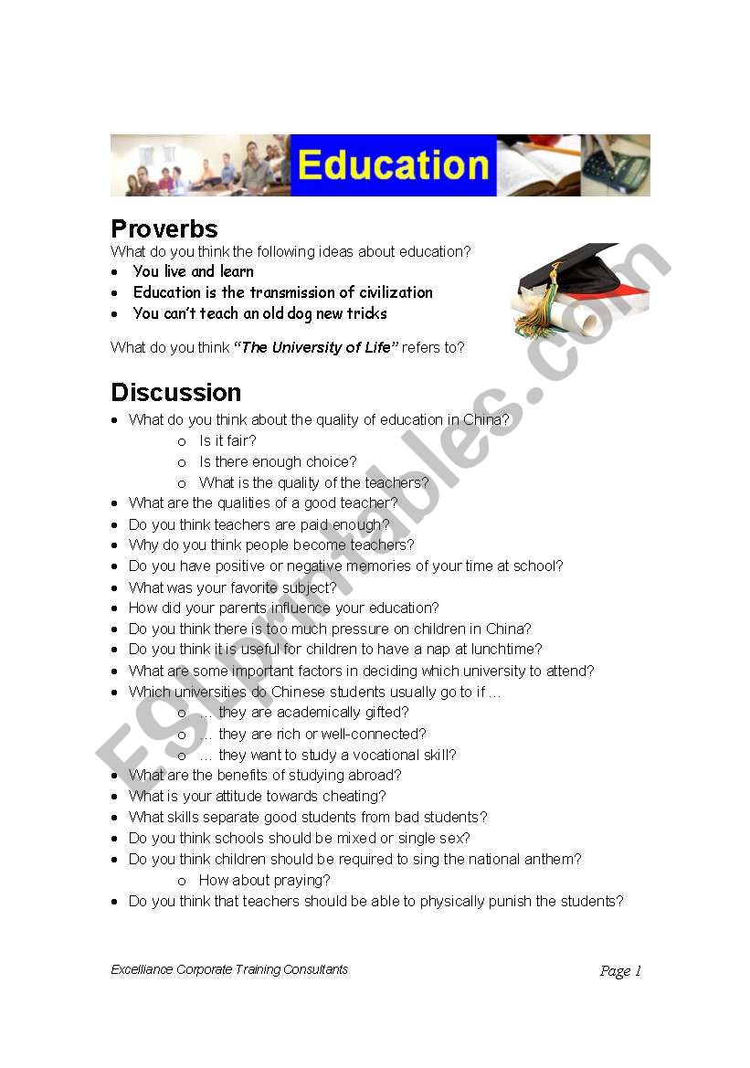 Education worksheet