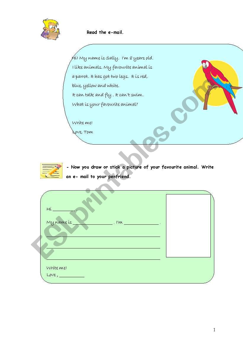 writing an e-mail  worksheet