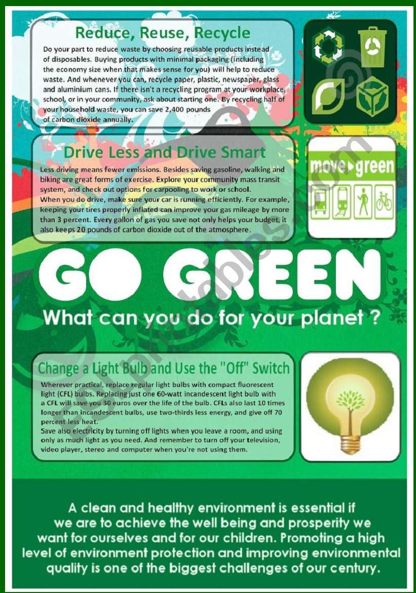 Go green - Poster and questions