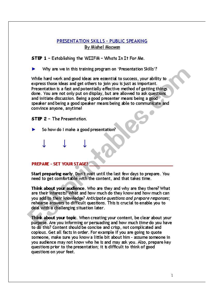 Presentation Skills - Guidelines For trainers