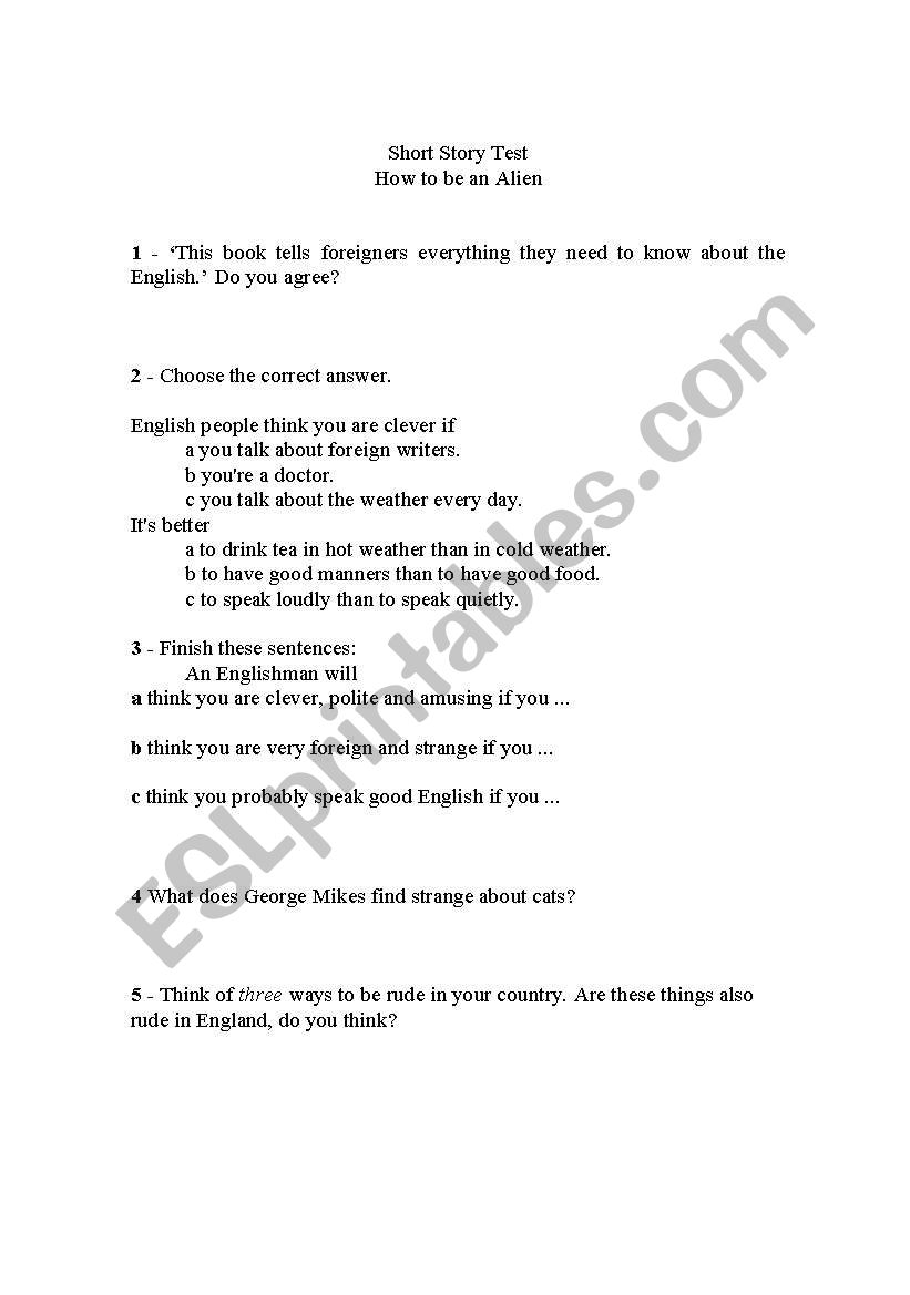 how to be an alien worksheet worksheet