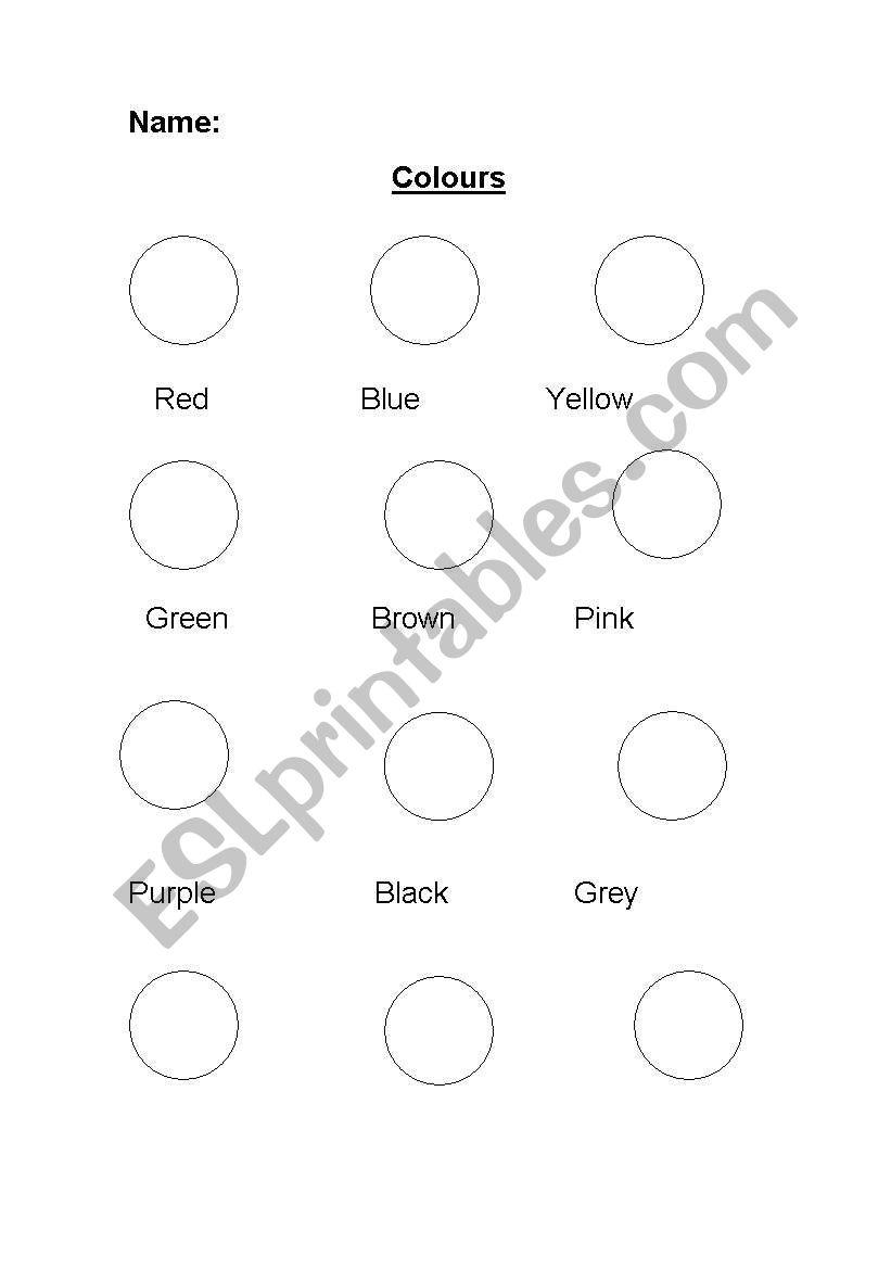Colours worksheet