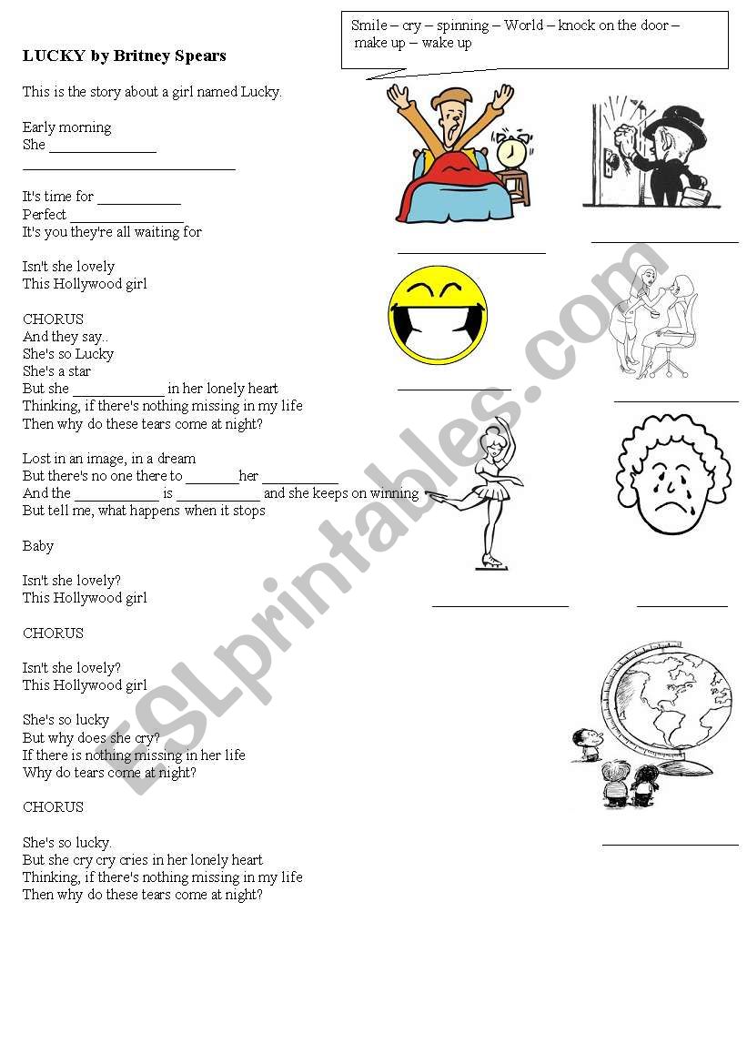 Lucky by Brtiney Spears worksheet