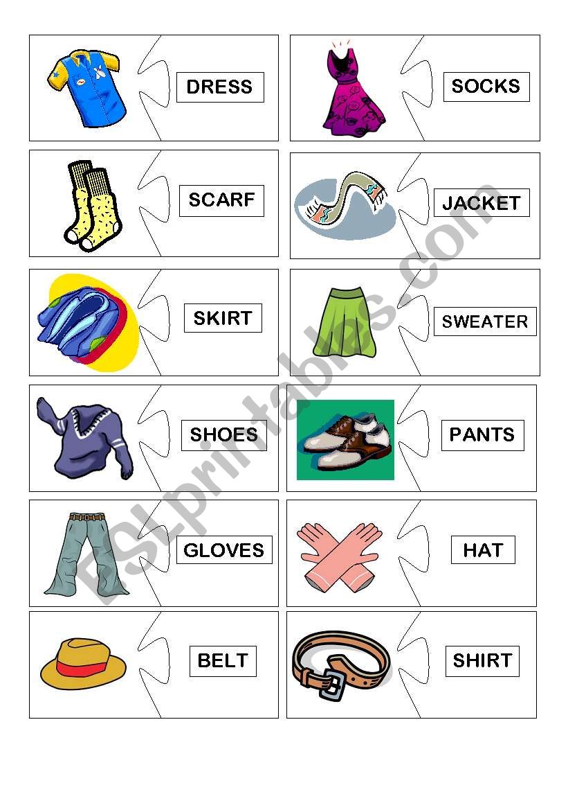 Clothes - Furniture Dominoes worksheet