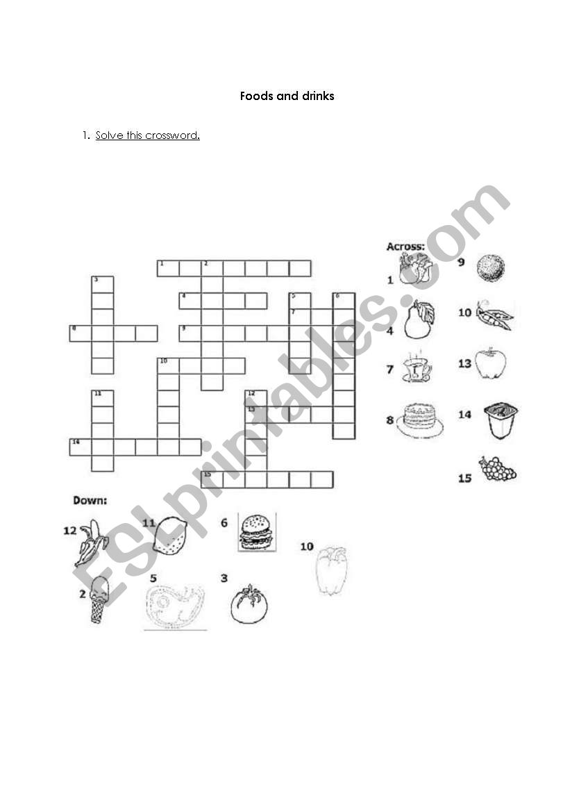 food and drinks worksheet