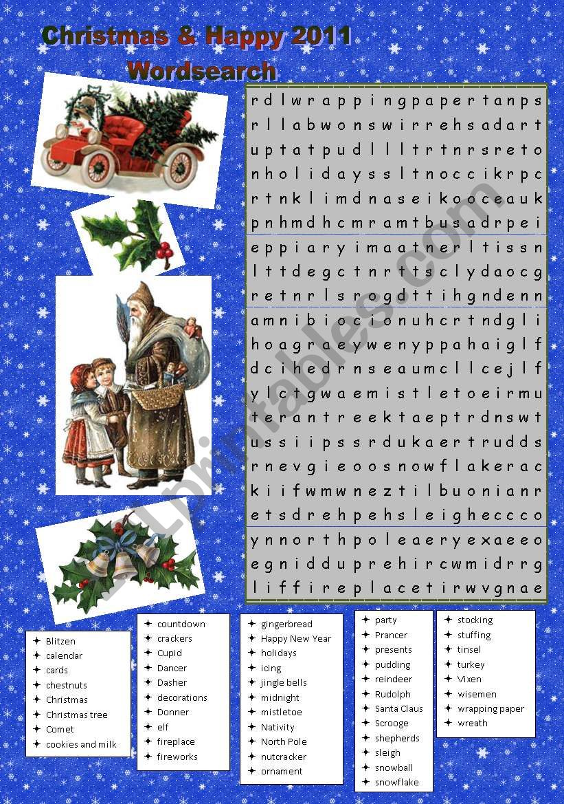 Christmas and Happy New 2011 wordsearch