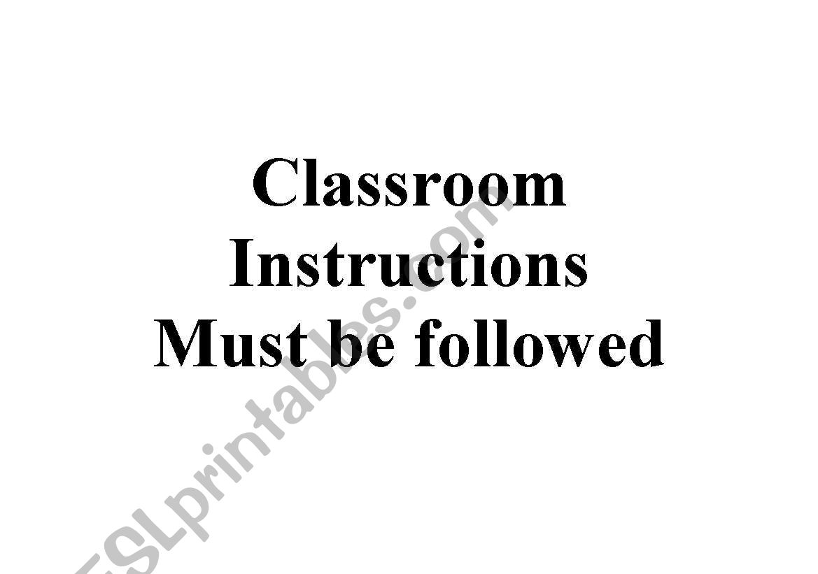 classroom instructions worksheet