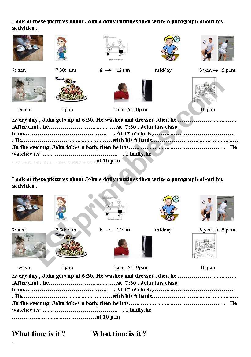 complete a pharagraph about daily routines