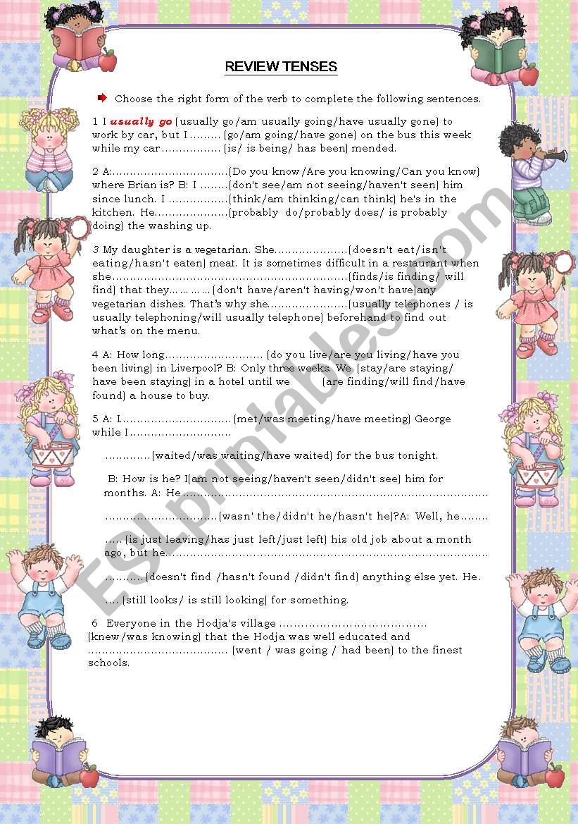 REVIEW TENSES worksheet