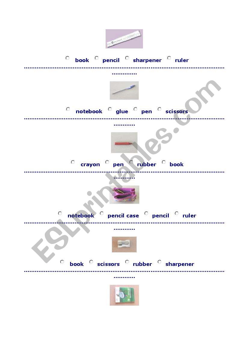 Classroom Objects worksheet