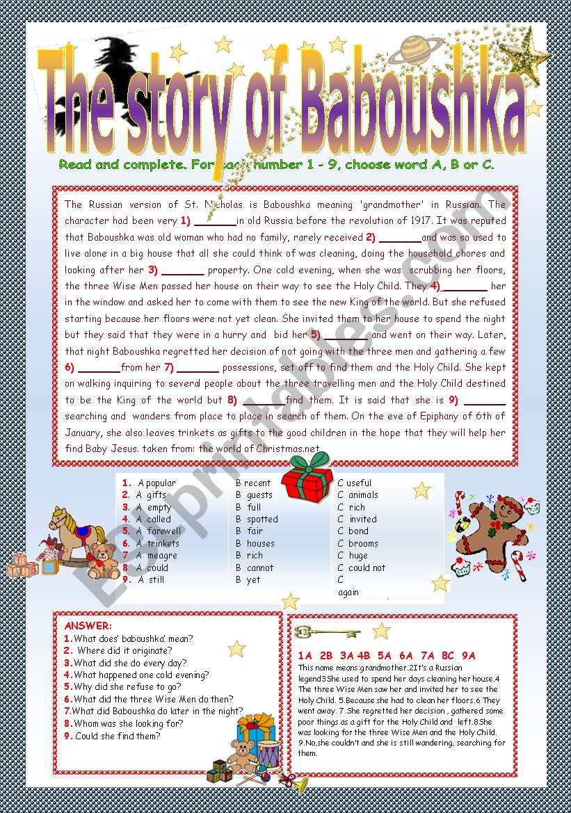 THE STORY OF BABOUSHKA. worksheet