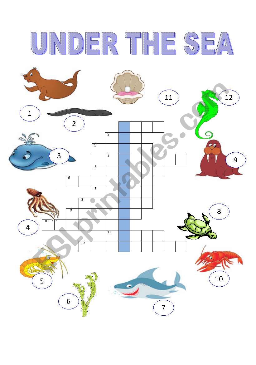 under the sea   the crossword worksheet