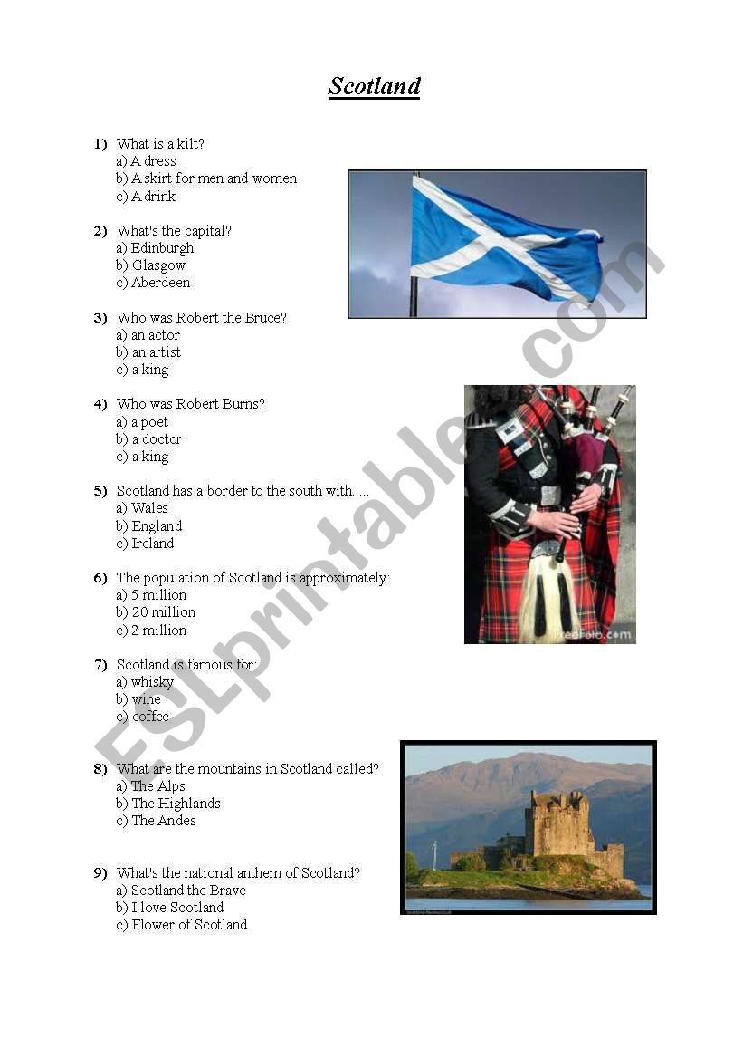 Scotland worksheet