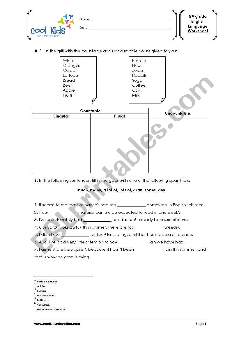 8th grade english worksheet worksheet