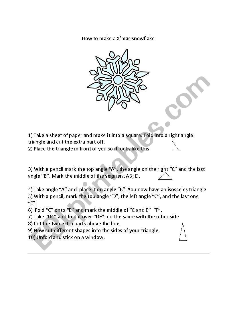 Christmas snowflake worksheet