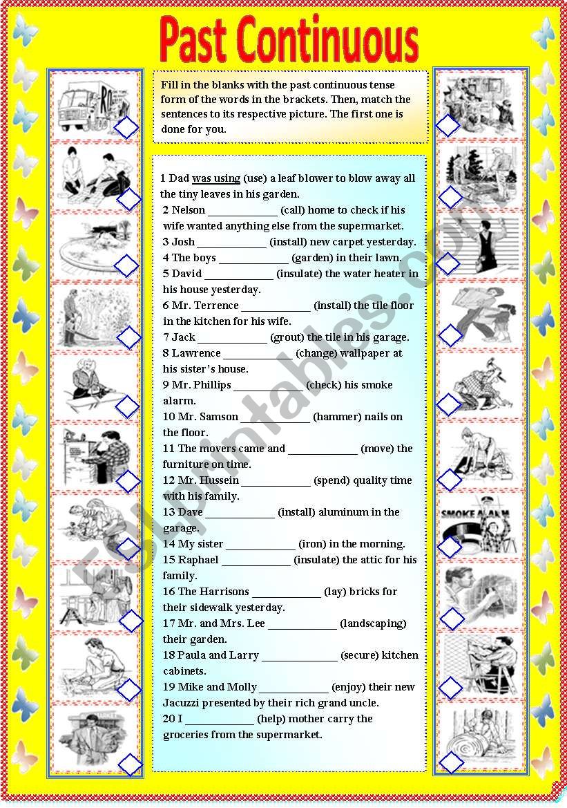 Past Continuous Tense (with B/W and answer key)**editable