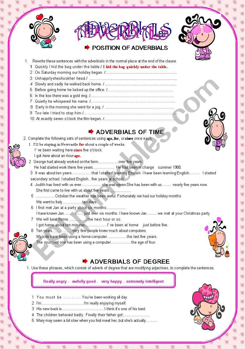 ADVERBIALS worksheet