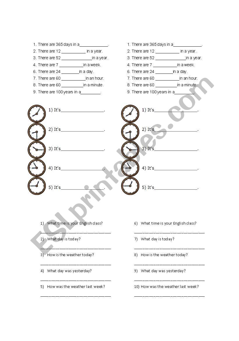 Time worksheet