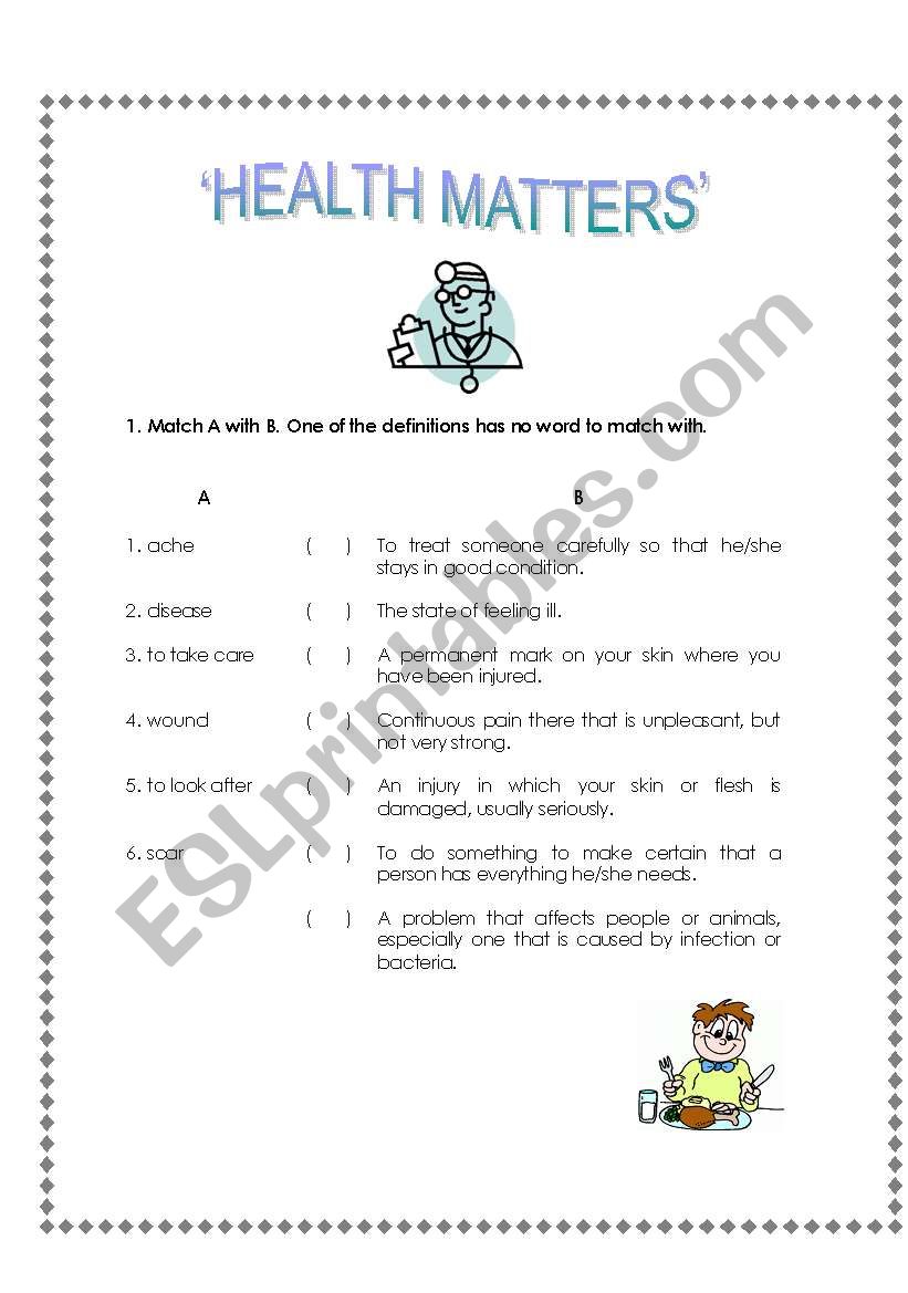 Health Matters worksheet