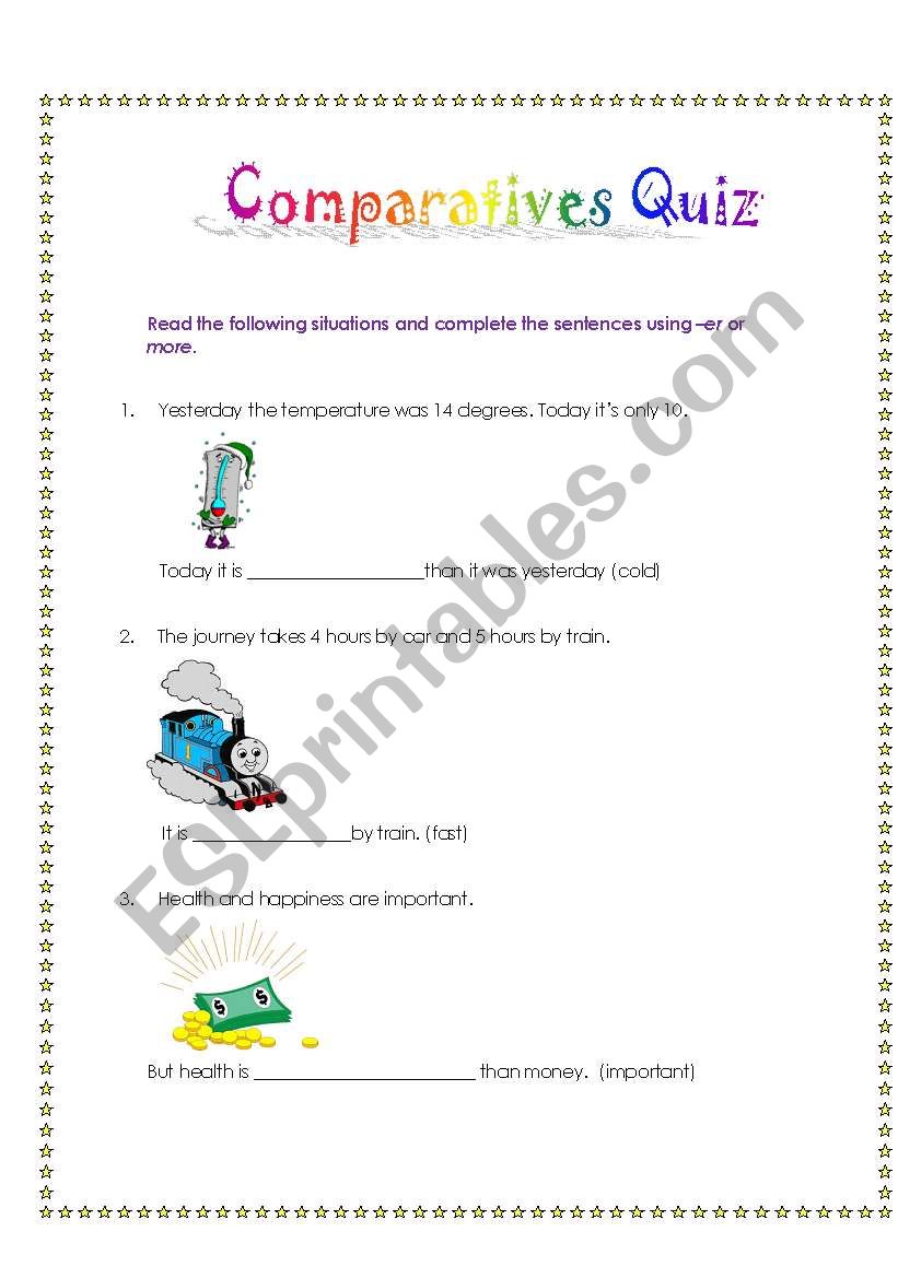 Comparatives Quiz worksheet