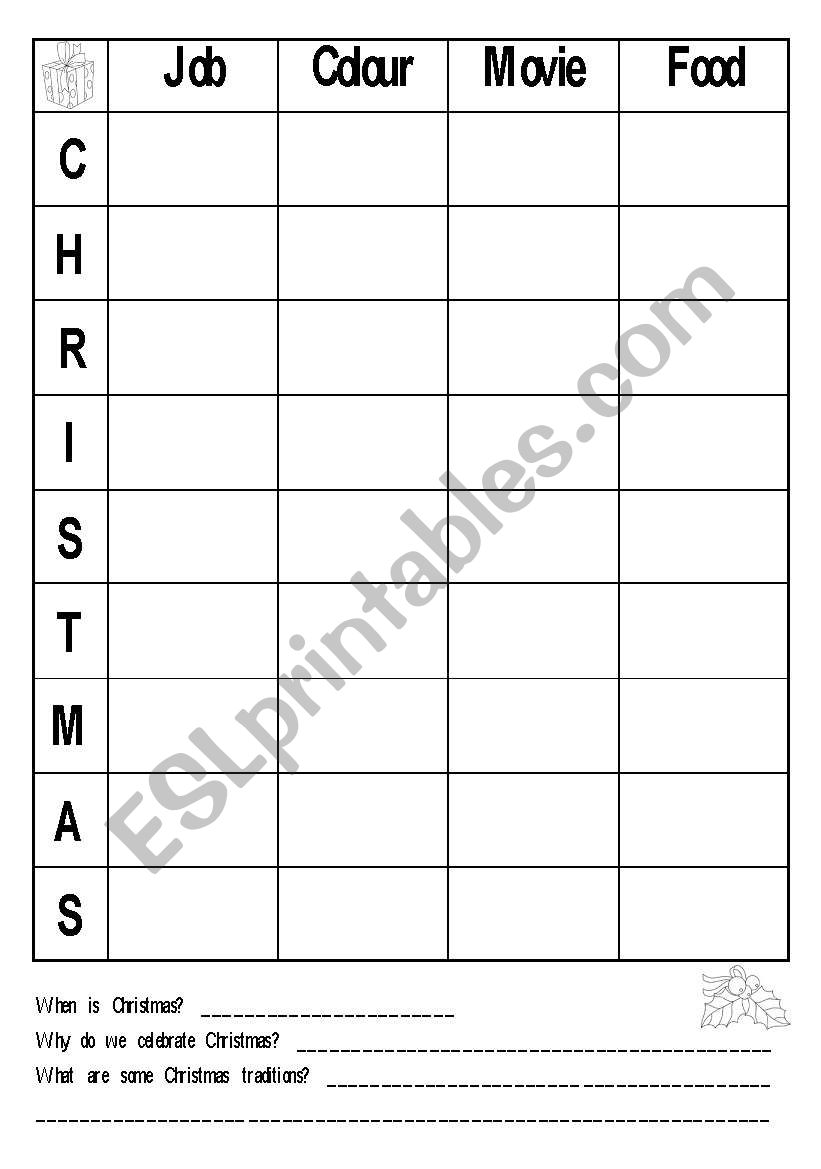 Christmas Time-Filler worksheet