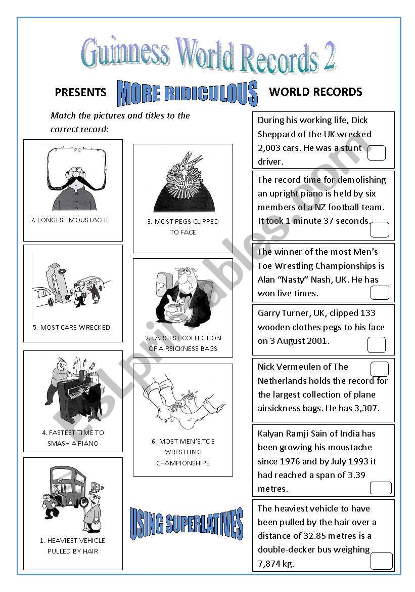 World Records: SUPERLATIVES 2 worksheet