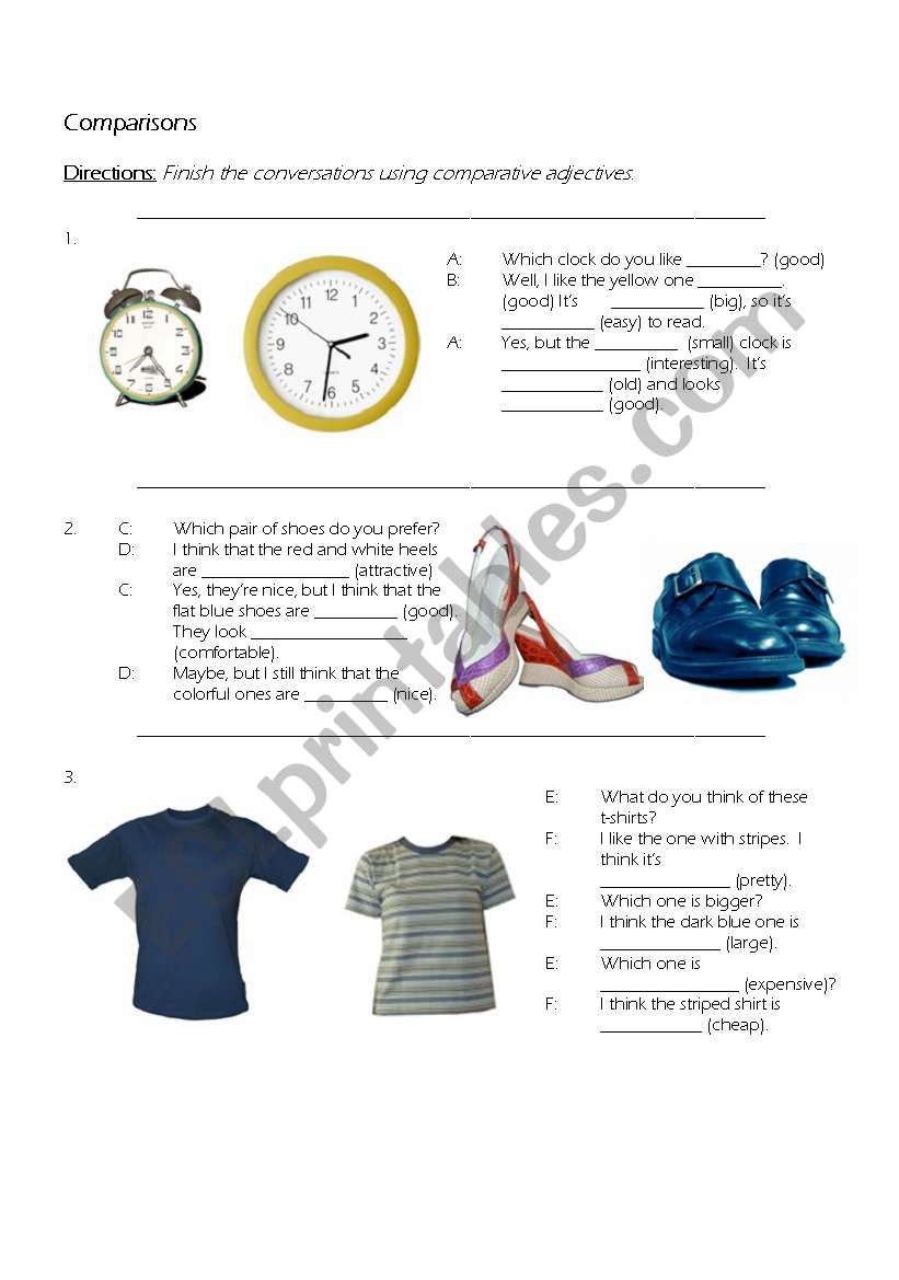 Comparisons worksheet