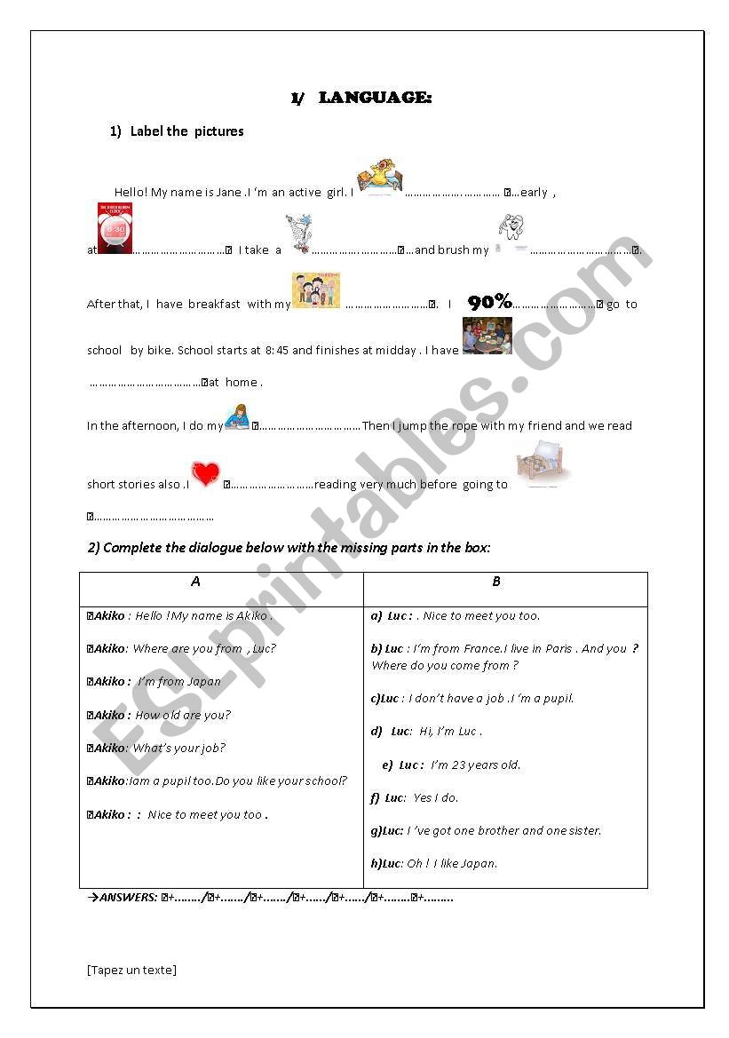 my test worksheet