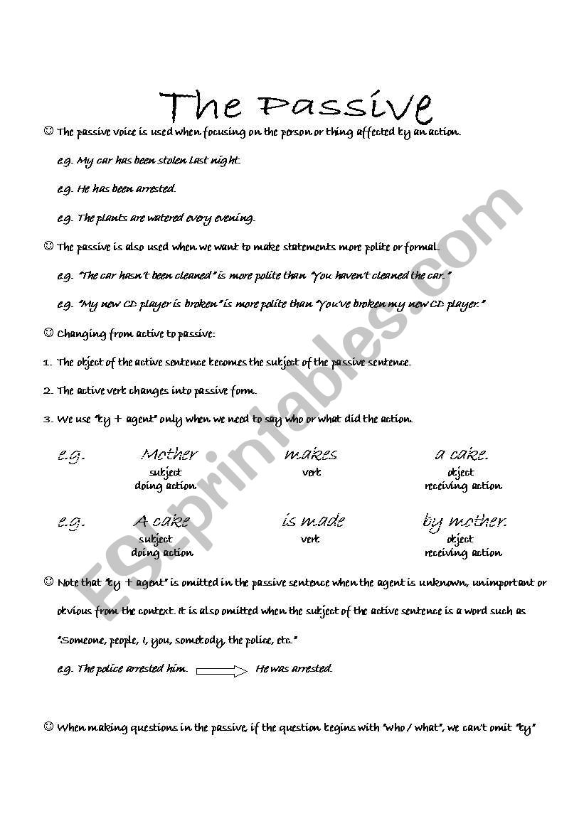 The Passive worksheet