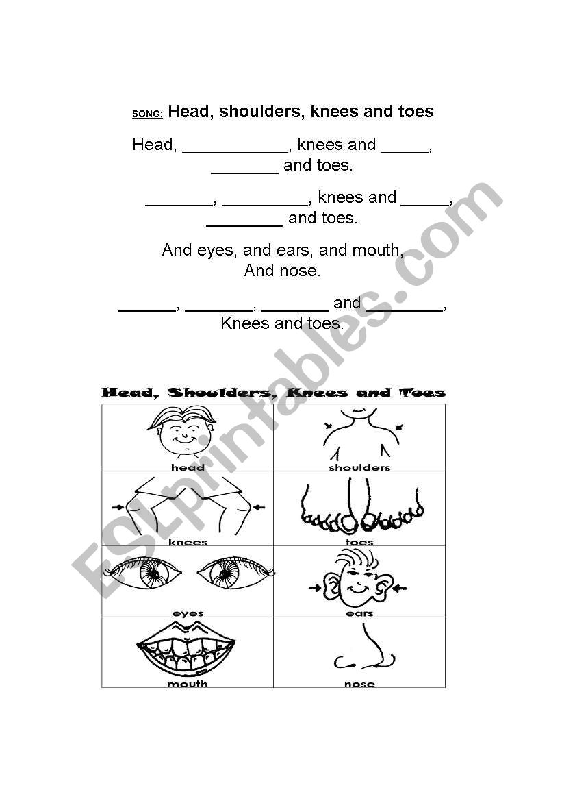 Parts of the Body SONG worksheet