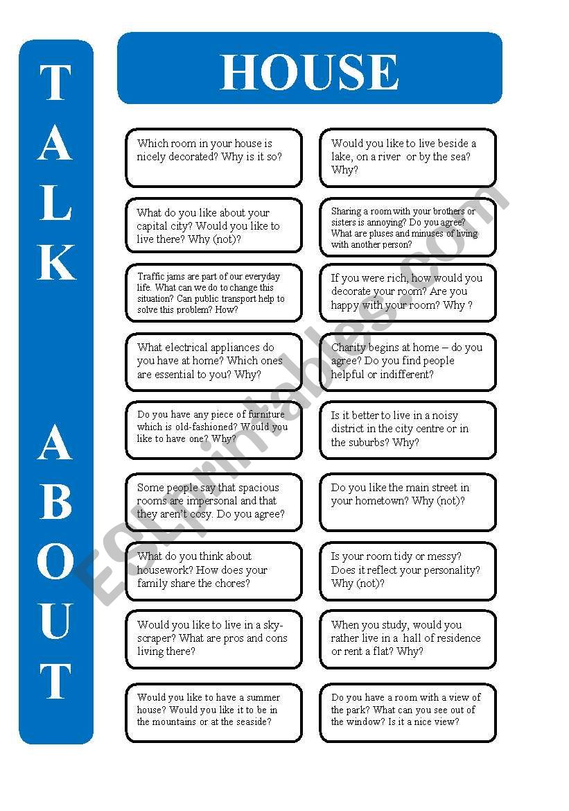 House - 18 conversation cards (editable)