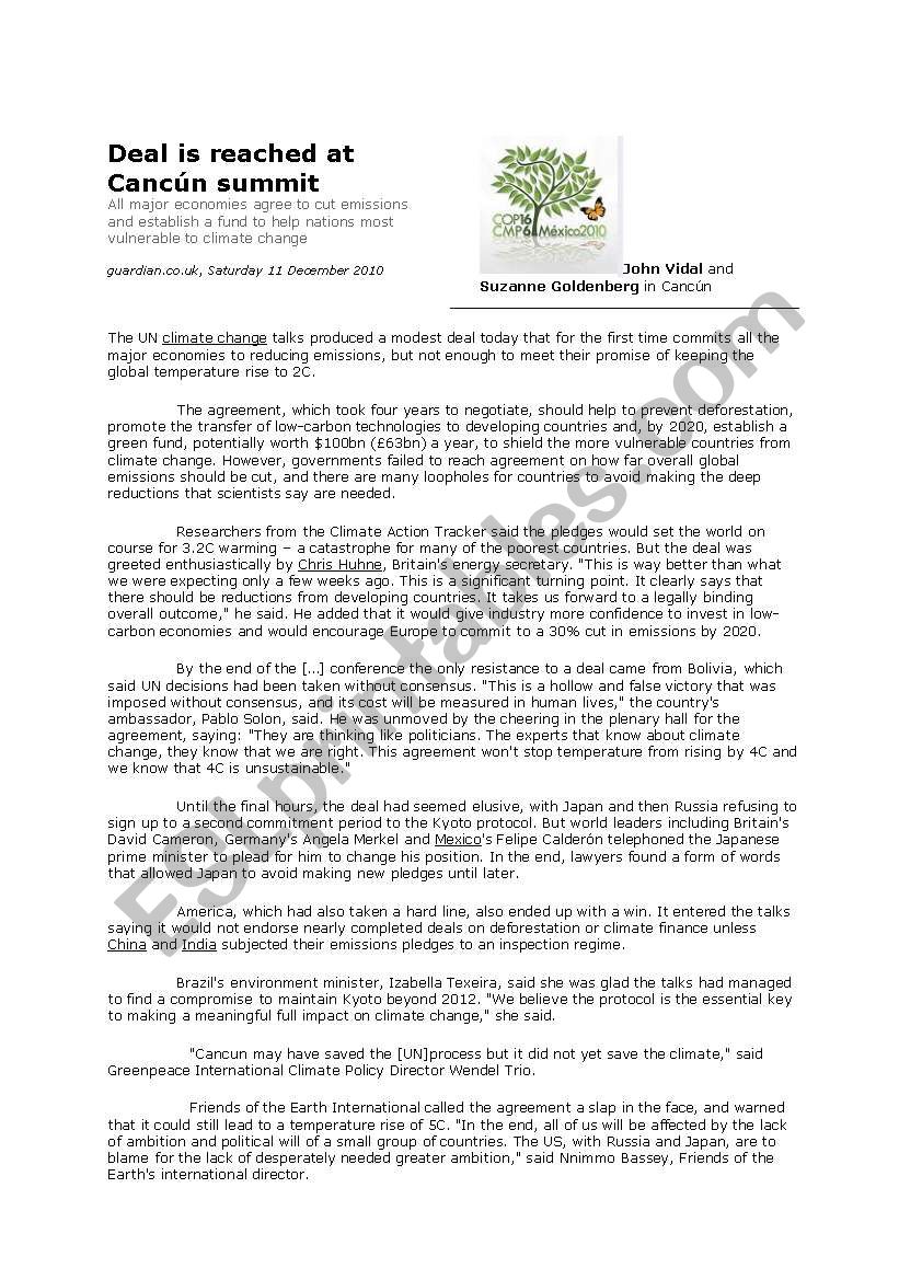 Yes, Cancún can: Deal is reached at COP 16 Yes, Cancún can: Deal is reached at COP 16