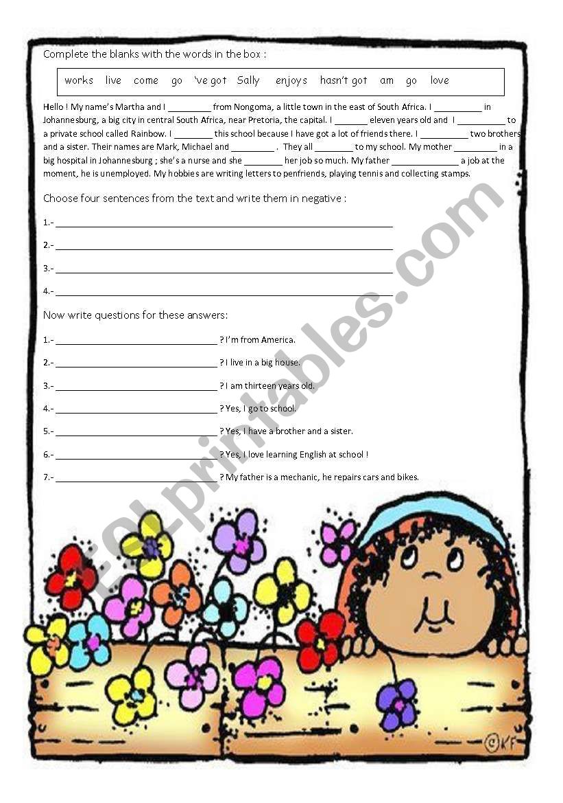 A short reading worksheet