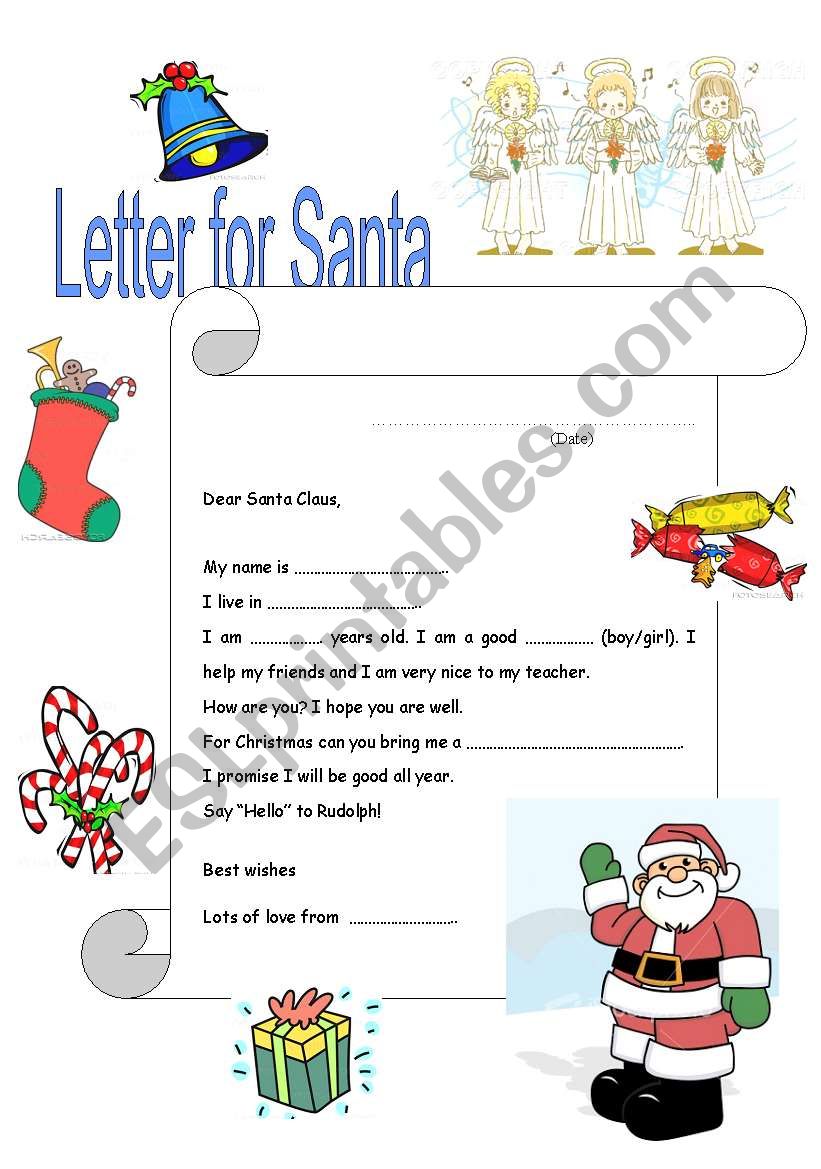 Letter for Santa worksheet