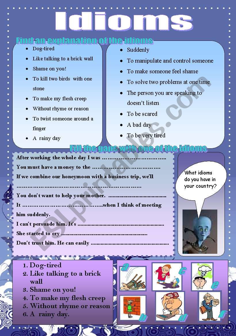 Idioms worksheet