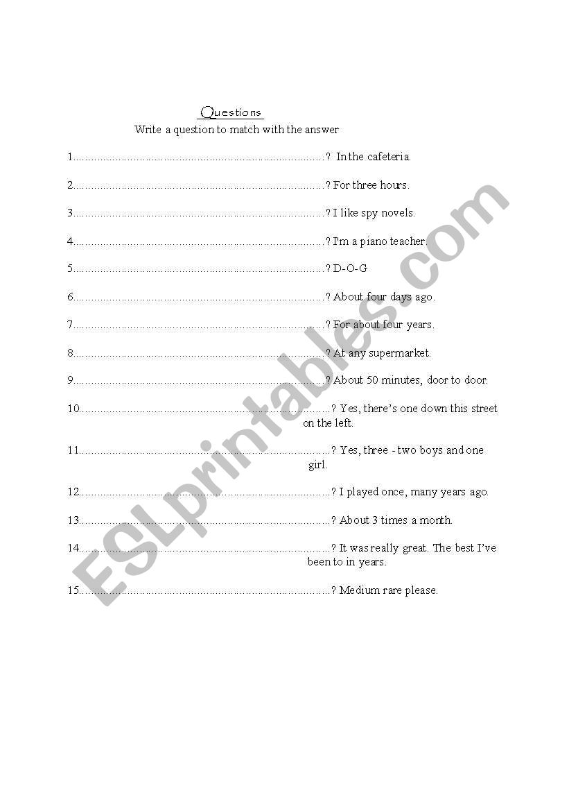 Make Questions worksheet