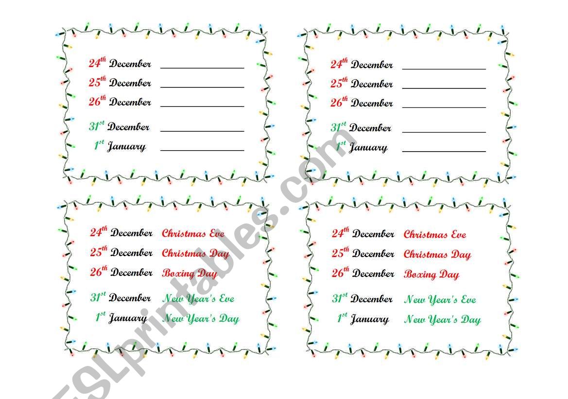 Christmas Calendar (mini quiz)