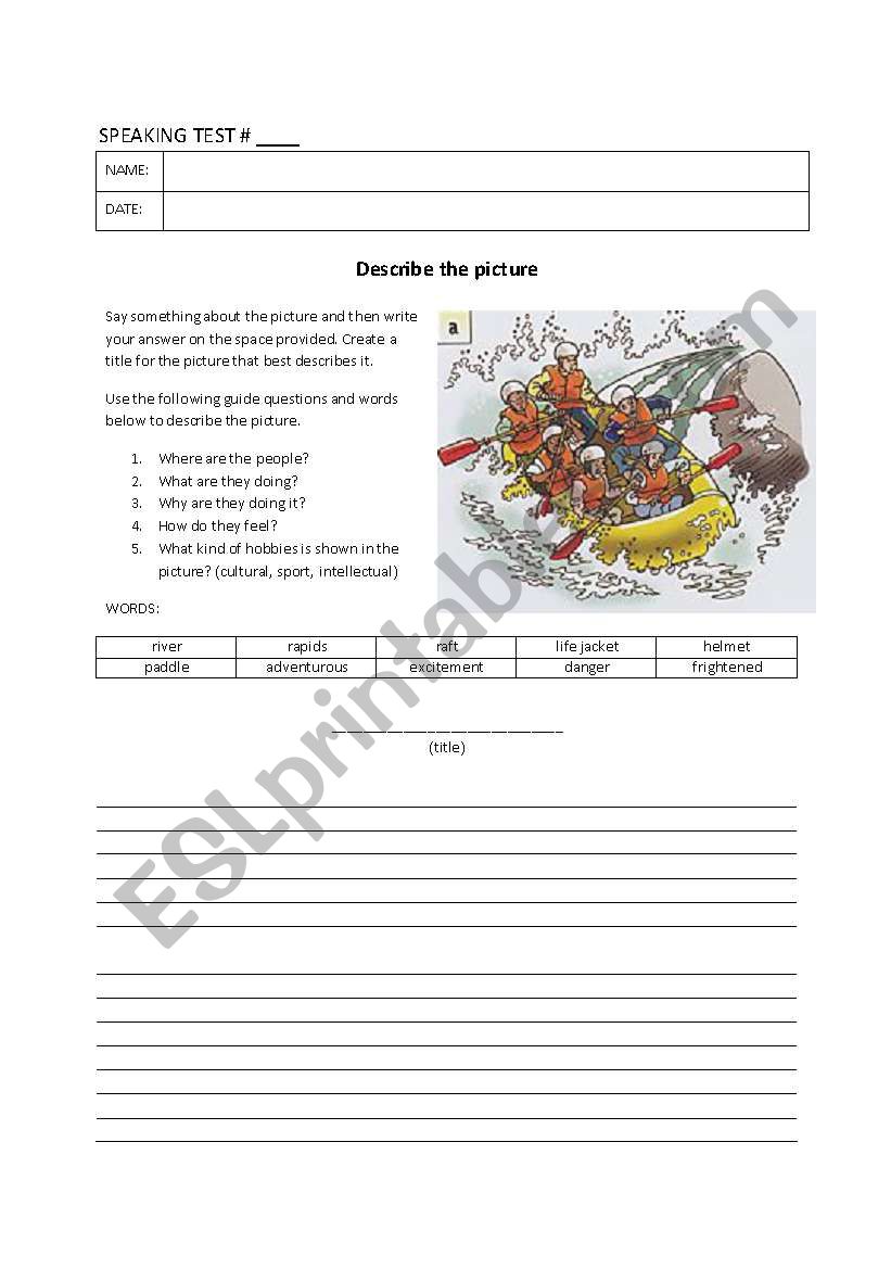 Describe the Picture - Speaking Test no. 1