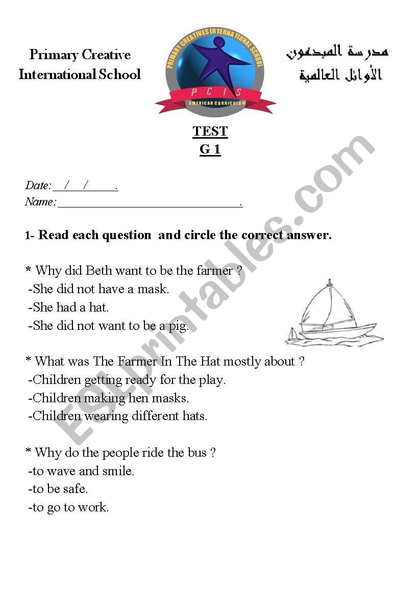 READING AND WRITING TEST worksheet