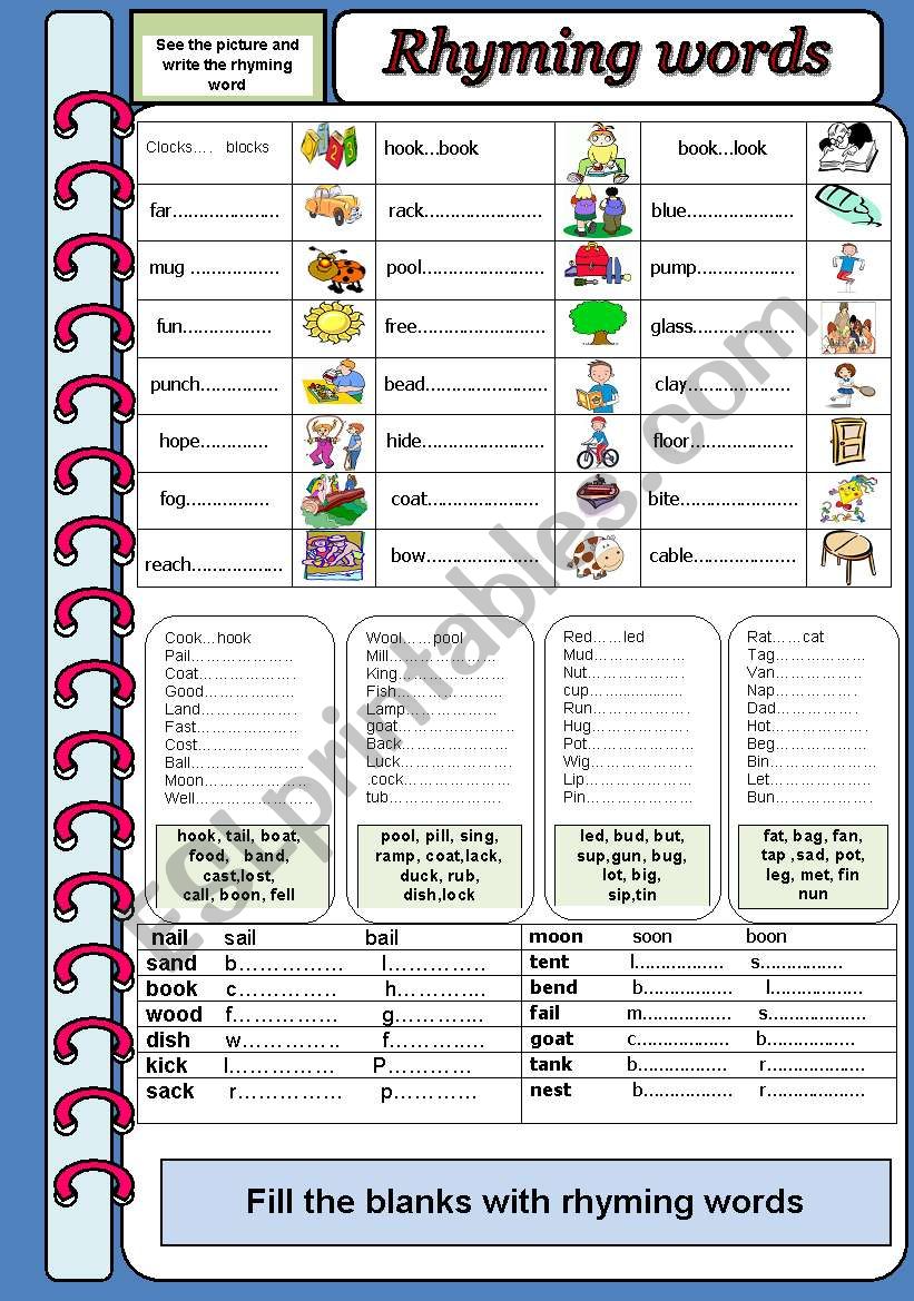 Rhyming words worksheet