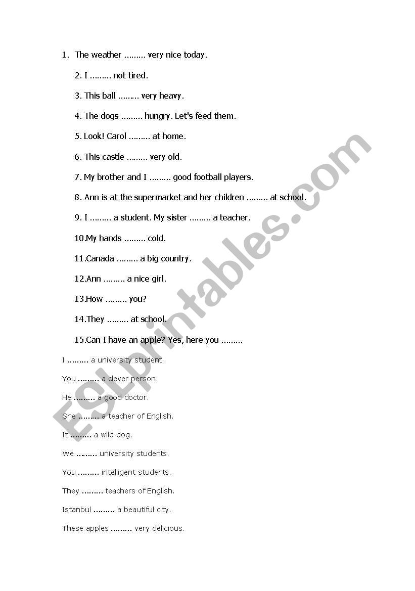 am is are worksheet