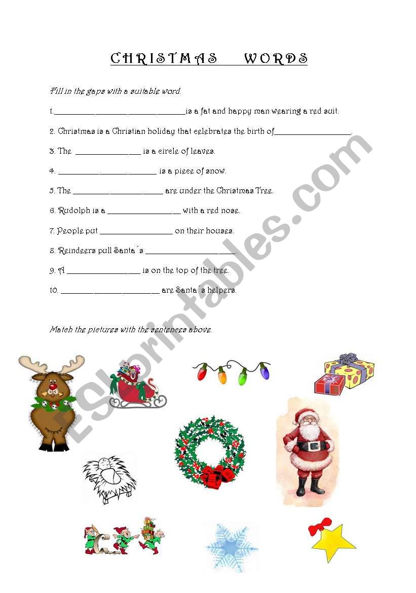 Christmas Sentences worksheet