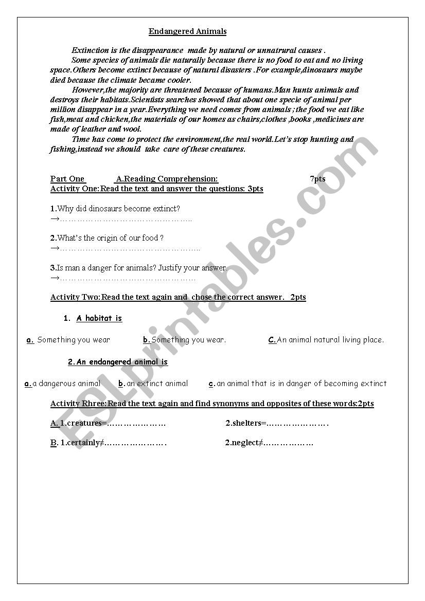 Test  worksheet